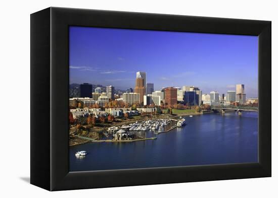 Portland Water Front and Willamitte River, Oregon-Craig Tuttle-Framed Premier Image Canvas