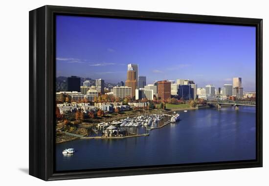 Portland Water Front and Willamitte River, Oregon-Craig Tuttle-Framed Premier Image Canvas