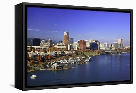 Portland Water Front and Willamitte River, Oregon-Craig Tuttle-Framed Premier Image Canvas