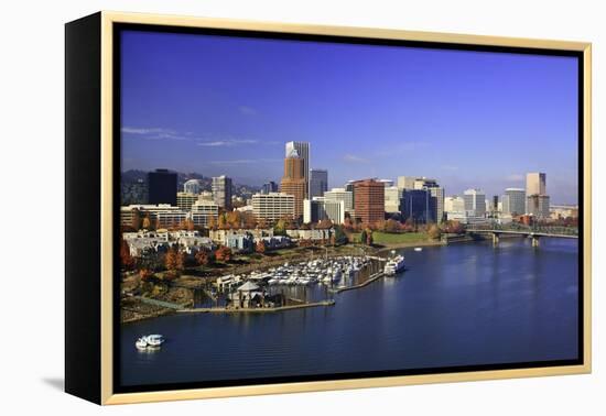 Portland Water Front and Willamitte River, Oregon-Craig Tuttle-Framed Premier Image Canvas