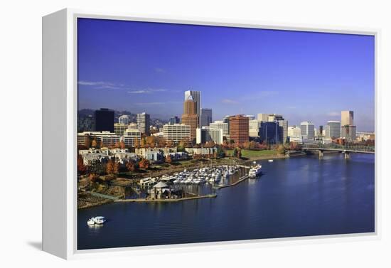 Portland Water Front and Willamitte River, Oregon-Craig Tuttle-Framed Premier Image Canvas