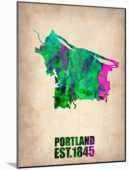 Portland Watercolor Map-NaxArt-Mounted Art Print