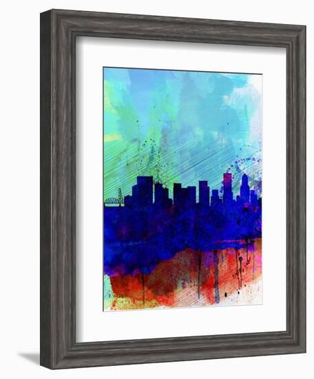 Portland Watercolor Skyline-NaxArt-Framed Art Print