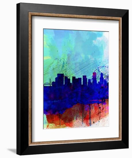 Portland Watercolor Skyline-NaxArt-Framed Art Print