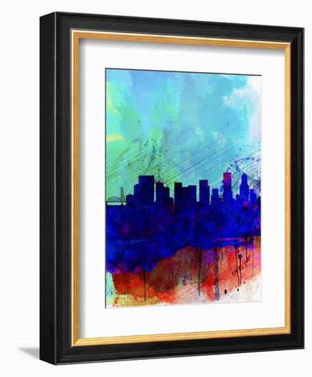 Portland Watercolor Skyline-NaxArt-Framed Art Print