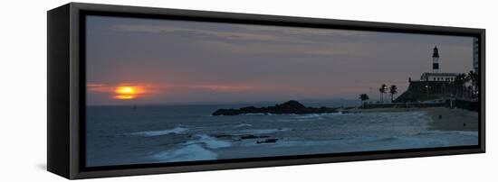 Porto Da Barra Beach with Forte De Santo Antonio Lighthouse at Sunset, Salvador, Bahia, Brazil-null-Framed Stretched Canvas