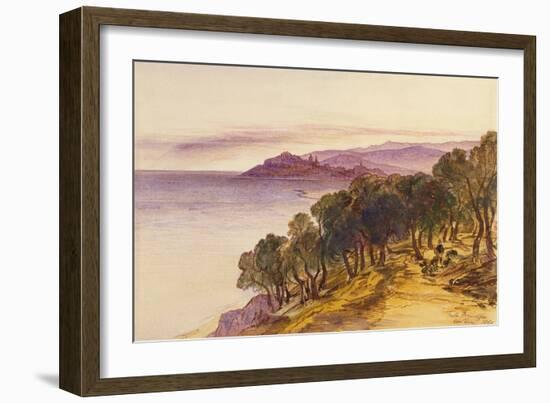 Porto Maurizio, 1865 pen and brown ink and watercolor-Edward Lear-Framed Giclee Print