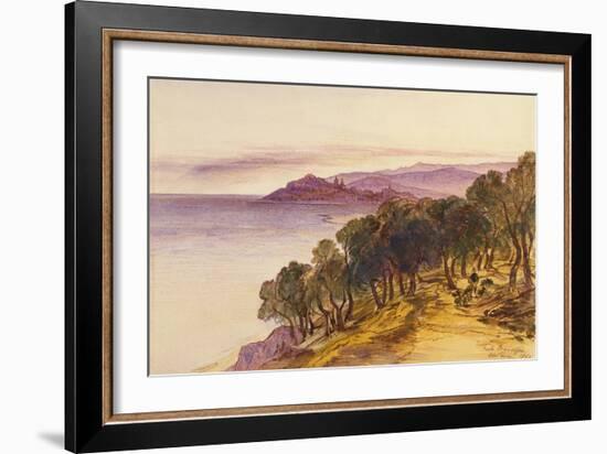 Porto Maurizio, 1865 pen and brown ink and watercolor-Edward Lear-Framed Giclee Print