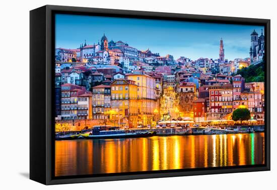 Porto, Portugal Old City Skyline from across the Douro River-Sean Pavone-Framed Premier Image Canvas