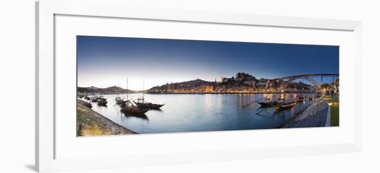 Porto Wine Carrying Barcos, River Douro and City Skyline, Porto, Portugal-Michele Falzone-Framed Photographic Print