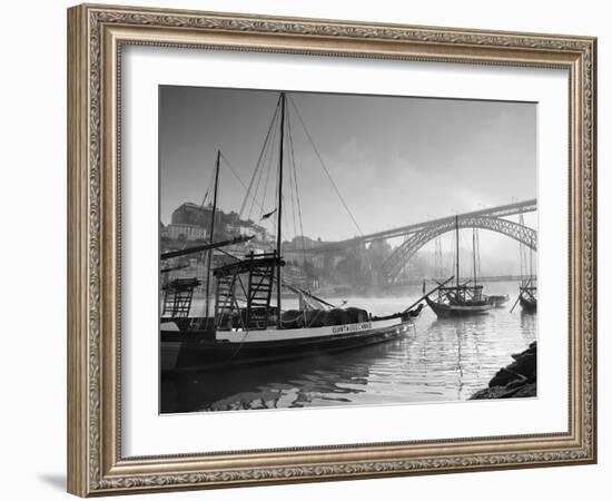 Porto Wine Carrying Barcos, River Douro and City Skyline, Porto, Portugal-Michele Falzone-Framed Photographic Print