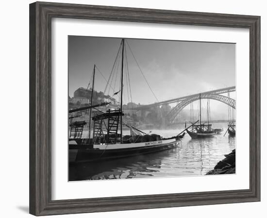 Porto Wine Carrying Barcos, River Douro and City Skyline, Porto, Portugal-Michele Falzone-Framed Photographic Print