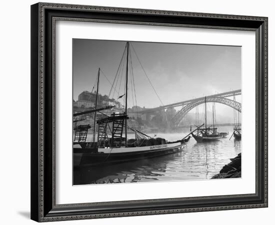 Porto Wine Carrying Barcos, River Douro and City Skyline, Porto, Portugal-Michele Falzone-Framed Photographic Print