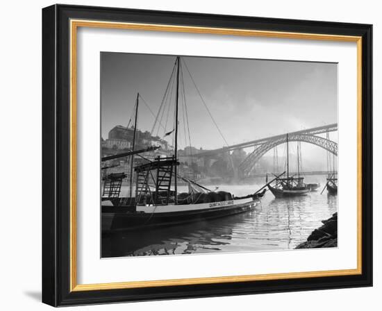 Porto Wine Carrying Barcos, River Douro and City Skyline, Porto, Portugal-Michele Falzone-Framed Photographic Print