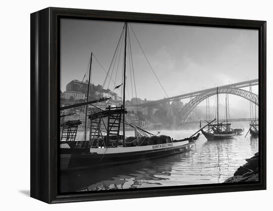 Porto Wine Carrying Barcos, River Douro and City Skyline, Porto, Portugal-Michele Falzone-Framed Premier Image Canvas