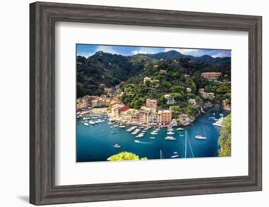 Portofino Birds Eye View, Liguria, Italy-George Oze-Framed Photographic Print