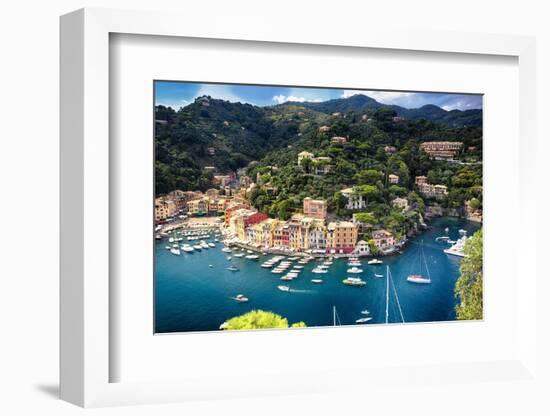 Portofino Birds Eye View, Liguria, Italy-George Oze-Framed Photographic Print