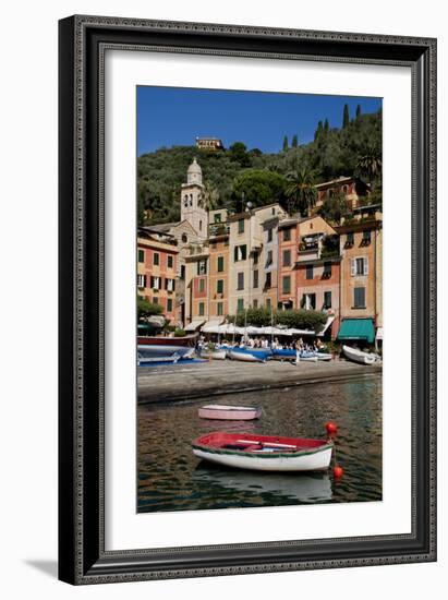 Portofino harbour Liguria Italy-Charles Bowman-Framed Photographic Print