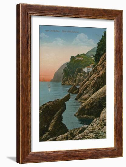 Portofino, Italy. Gola Dell' Inferno. Postcard Sent in 1913-Italian Photographer-Framed Giclee Print