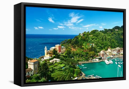 Portofino Village on Ligurian Coast in Italy-haveseen-Framed Premier Image Canvas