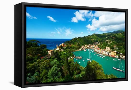 Portofino Village on Ligurian Coast in Italy-haveseen-Framed Premier Image Canvas