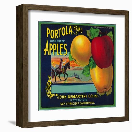 Portola Apple Crate Label - San Francisco, CA-Lantern Press-Framed Art Print