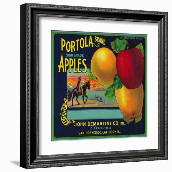 Portola Apple Crate Label - San Francisco, CA-Lantern Press-Framed Art Print