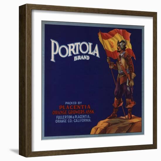 Portola Brand - Fullerton, California - Citrus Crate Label-Lantern Press-Framed Art Print