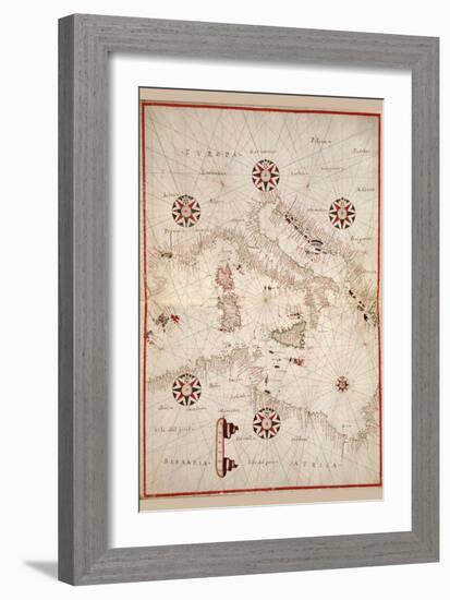 Portolan Atlas of the Mediterranean Sea, Western Europe, and the Northwest Coast of Africa-Joan Oliva-Framed Art Print