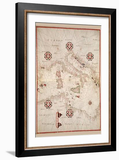 Portolan Atlas of the Mediterranean Sea, Western Europe, and the Northwest Coast of Africa-Joan Oliva-Framed Art Print