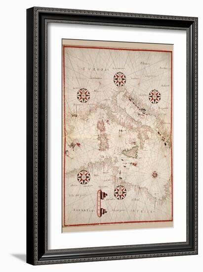 Portolan Atlas of the Mediterranean Sea, Western Europe, and the Northwest Coast of Africa-Joan Oliva-Framed Art Print