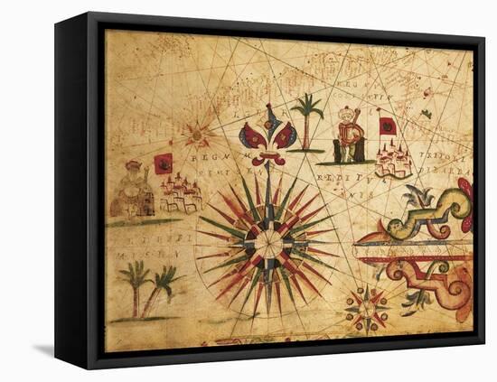 Portolan Chart Depicting Tripolitania, Africa and Wind Rose, 1631-Francesco Paolo Michetti-Framed Premier Image Canvas