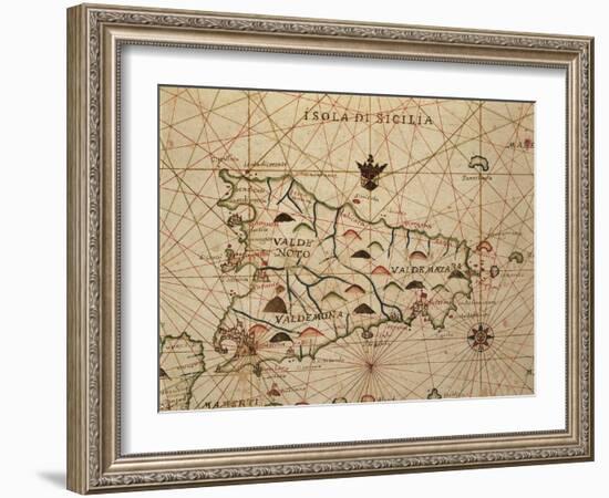 Portolan Chart of Sicily-null-Framed Giclee Print