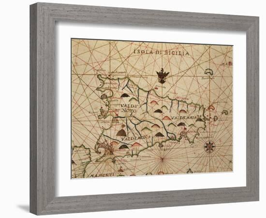 Portolan Chart of Sicily-null-Framed Giclee Print