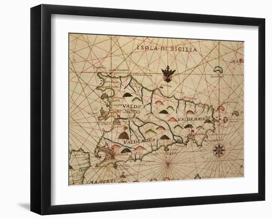 Portolan Chart of Sicily-null-Framed Giclee Print