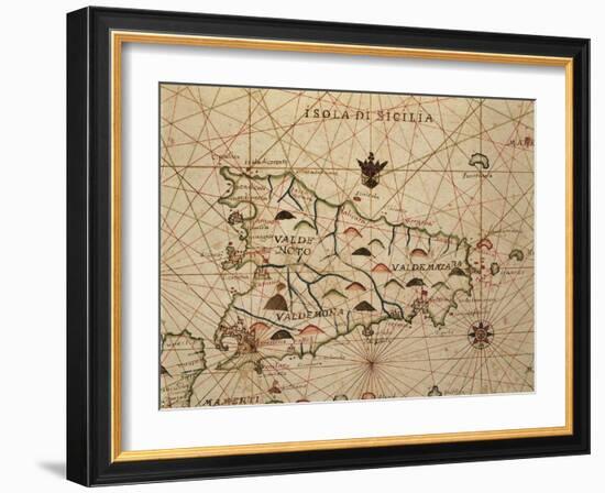 Portolan Chart of Sicily-null-Framed Giclee Print