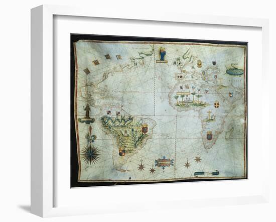 Portolan Chart of the Americas, Africa and Europe-Joao Teixeira Albernaz-Framed Giclee Print