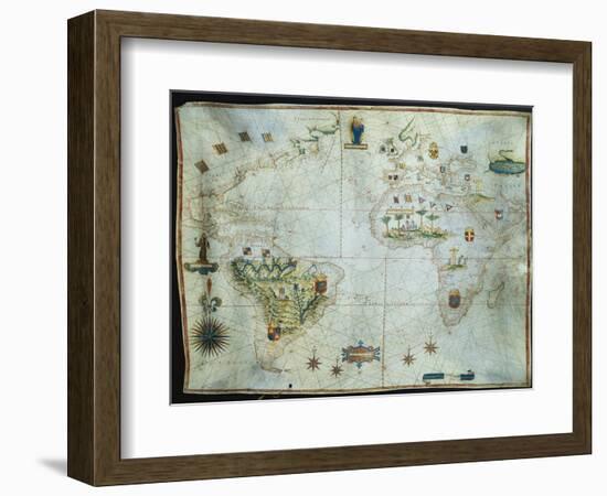 Portolan Chart of the Americas, Africa and Europe-Joao Teixeira Albernaz-Framed Giclee Print