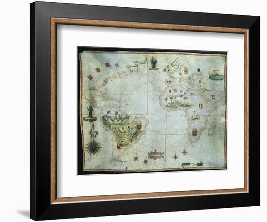 Portolan Chart of the Americas, Africa and Europe-Joao Teixeira Albernaz-Framed Giclee Print