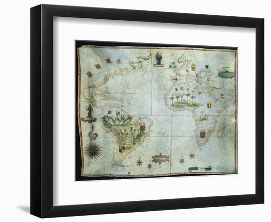 Portolan Chart of the Americas, Africa and Europe-Joao Teixeira Albernaz-Framed Giclee Print