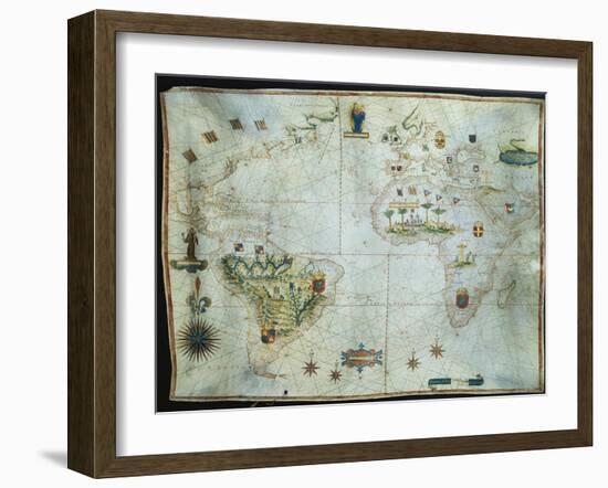 Portolan Chart of the Americas, Africa and Europe-Joao Teixeira Albernaz-Framed Giclee Print