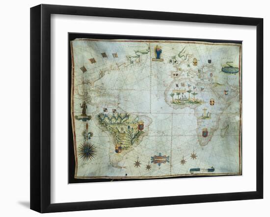 Portolan Chart of the Americas, Africa and Europe-Joao Teixeira Albernaz-Framed Giclee Print