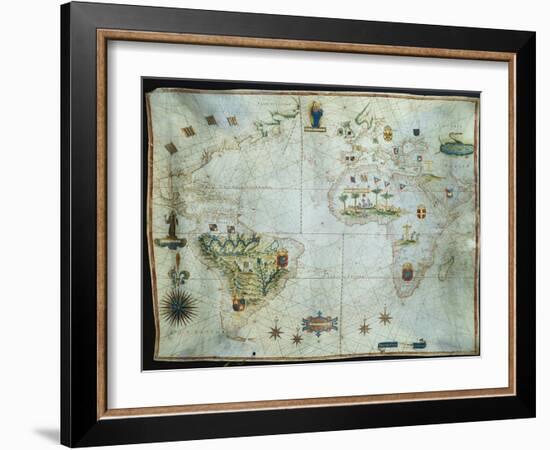 Portolan Chart of the Americas, Africa and Europe-Joao Teixeira Albernaz-Framed Giclee Print