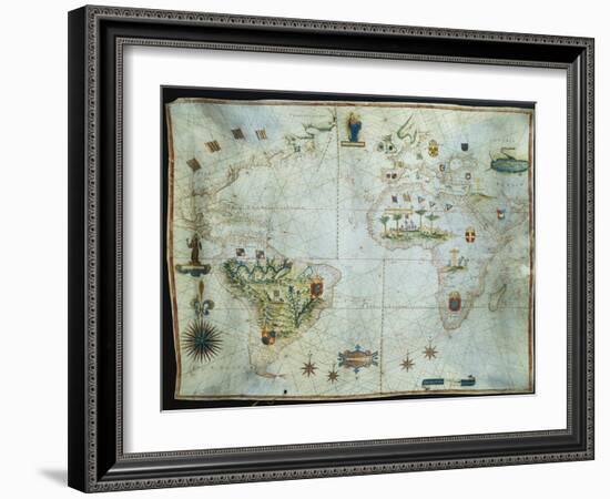 Portolan Chart of the Americas, Africa and Europe-Joao Teixeira Albernaz-Framed Giclee Print