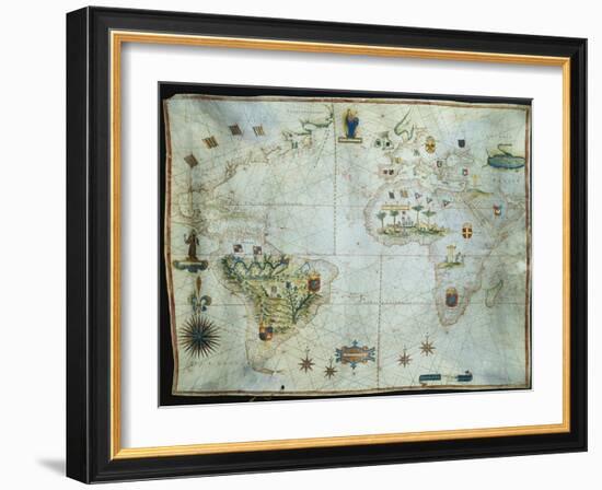 Portolan Chart of the Americas, Africa and Europe-Joao Teixeira Albernaz-Framed Giclee Print