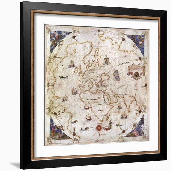 Portolan Chart of the World, Venice, 1519-null-Framed Giclee Print