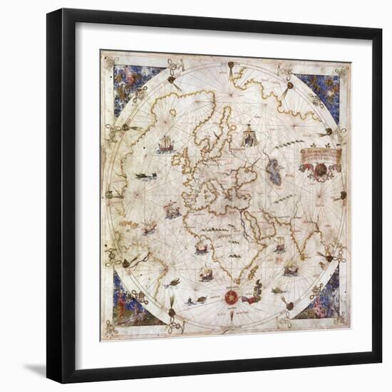 Portolan Chart of the World, Venice, 1519-null-Framed Giclee Print