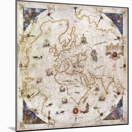 Portolan Chart of the World, Venice, 1519-null-Mounted Giclee Print
