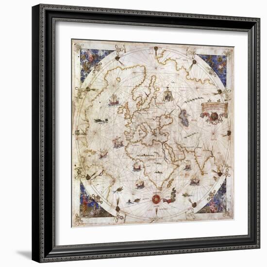 Portolan Chart of the World, Venice, 1519-null-Framed Giclee Print