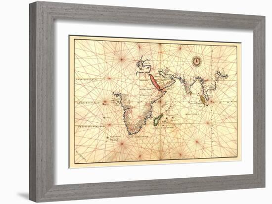 Portolan Map of Africa, the Indian Ocean and the Indian Subcontinent-Battista Agnese-Framed Art Print